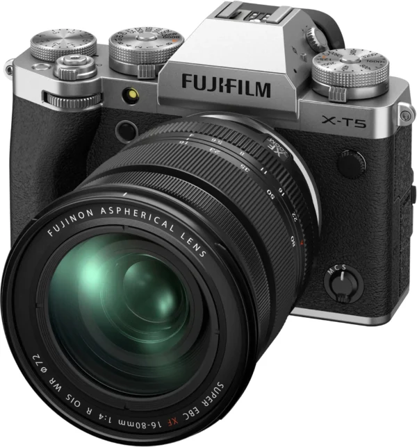 Fujifilm - X-T5 Mirrorless Camera with XF16-80mmF4 R OIS WR Lens Bundle - Silver