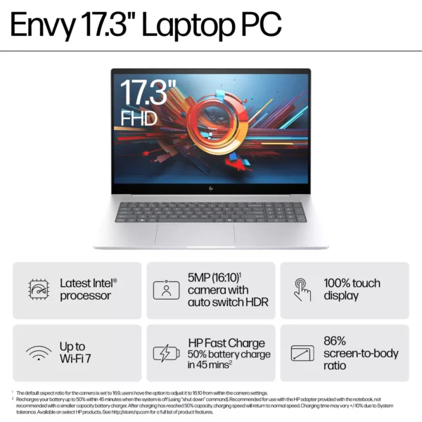 HP Envy Laptop Computer 17.3" FHD Touch Screen Intel Core Ultra 7 16 GB memory - Image 2
