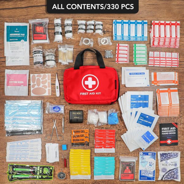 330 Piece First Aid Kit, Premium Waterproof Compact Trauma Medical Kits for Any Emergencies - Image 3