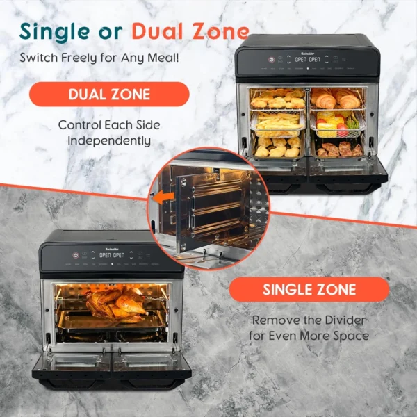 24Qt Dual Zone Air Fryer Oven with Rotisserie, Large Double Air Fryers Mini - Image 2