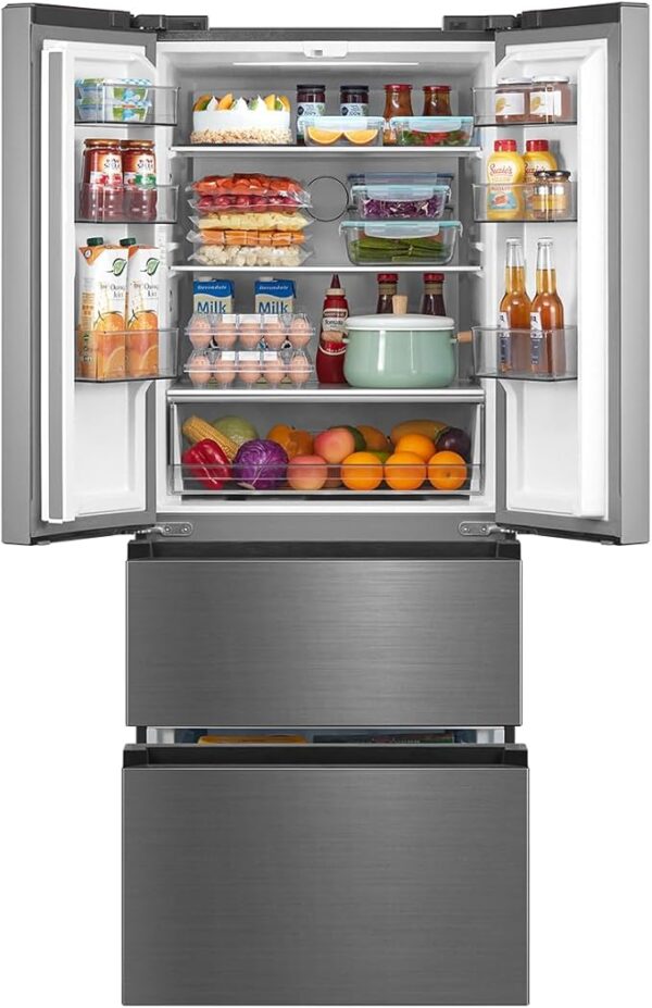 Freestanding French Doors Fridge Freezer, 391 Litre Capacity with LCD Temperature Control - Image 4