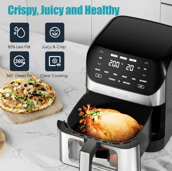 Healthy Family Meals Made Easy: 6.2 QT Air Fryer with Non-Stick Basket & Recipes - Image 3