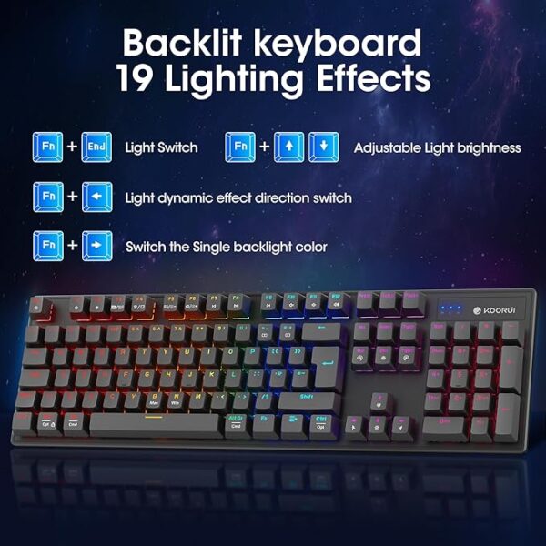 KOORUI Wired Gaming Keyboard and Mouse Combo, Full-Sized 104 Keys Machanical Computer Keyboard - Image 4
