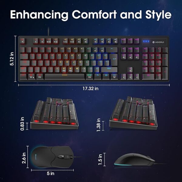 KOORUI Wired Gaming Keyboard and Mouse Combo, Full-Sized 104 Keys Machanical Computer Keyboard - Image 5