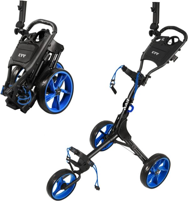 KVV 3 Wheel Golf Push Cart Ultra Lightweight Smallest Folding Size - Image 3