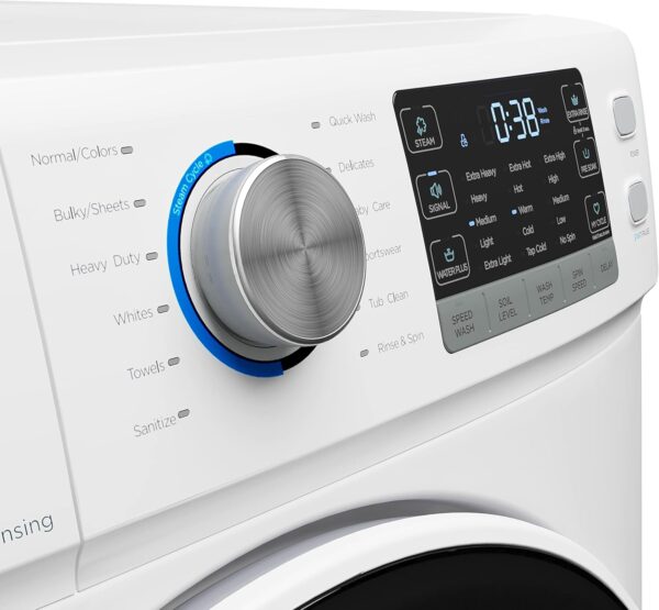 27" Front Load X-Large 4.5 Cu. Ft Machine with Quiet Inverter Motor, Steam and Water Plus Functions, 20-Minute Quick - Image 4