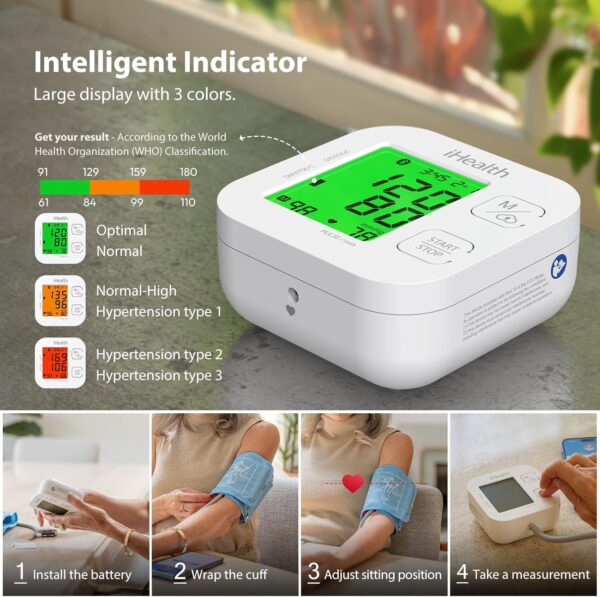 iHealth Track Smart Upper Arm Blood Pressure Monitor with Wide Range Cuff That fits Standard - Image 4