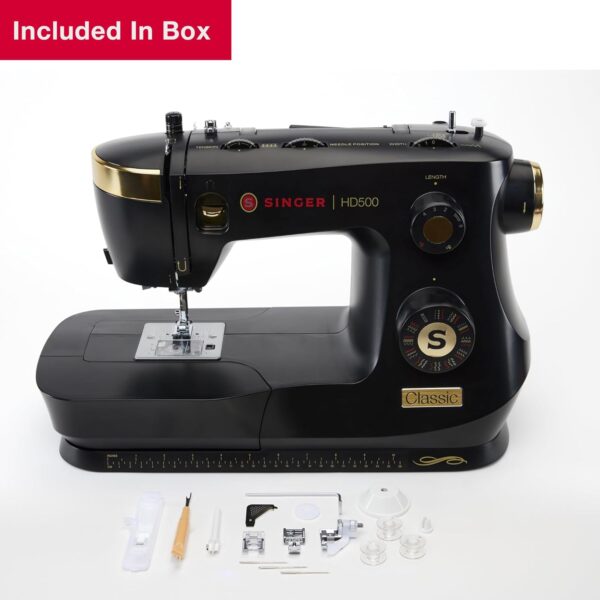 Singer HD500 Classic Sewing Machine, Metal Plastic, Black/Gold