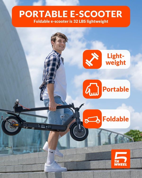 5TH WHEEL V30PRO Electric Scooter, 10" Solid Tires, 350W Motor & 18 MPH, 19.9 Miles Range E-Scooter with E-Lock - Image 3