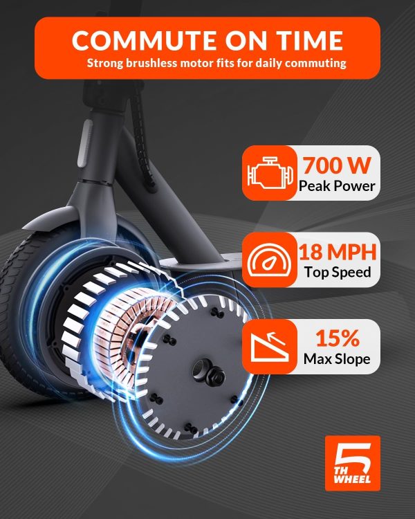 5TH WHEEL V30PRO Electric Scooter, 10" Solid Tires, 350W Motor & 18 MPH, 19.9 Miles Range E-Scooter with E-Lock - Image 4