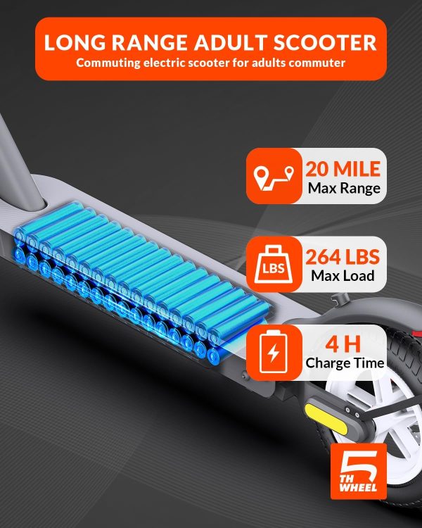 5TH WHEEL V30PRO Electric Scooter, 10" Solid Tires, 350W Motor & 18 MPH, 19.9 Miles Range E-Scooter with E-Lock - Image 5