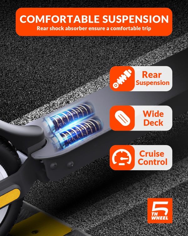 5TH WHEEL V30PRO Electric Scooter, 10" Solid Tires, 350W Motor & 18 MPH, 19.9 Miles Range E-Scooter with E-Lock - Image 7