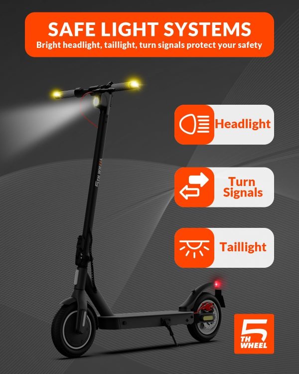 5TH WHEEL V30PRO Electric Scooter, 10" Solid Tires, 350W Motor & 18 MPH, 19.9 Miles Range E-Scooter with E-Lock - Image 8