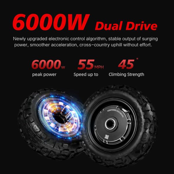 Adult Electric Scooter, 55mph, 6000W Dual Motors, Range Up to 75 Miles, with Dual Hydraulic Brakes - Image 5