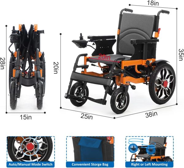 Electric Wheelchair for Adults,ightweight Foldable Power Wheelchair,500W Dual Motors - Image 4