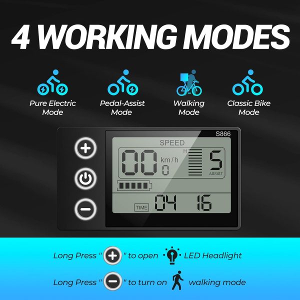 Geemax Electric Bike for Adults, 26" x 4.0 Fat Tire Ebike, 1000W Peak 1500W 48V 15.6Ah Lithium Battery Electric Bicycle - Image 5