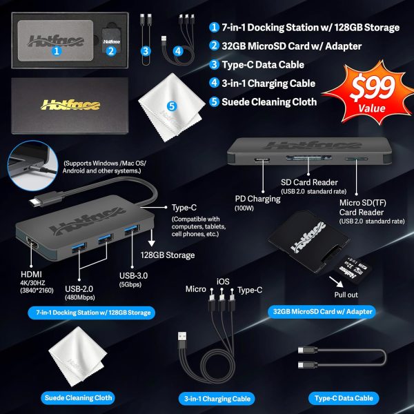 HP Stream 14" HD BrightView Laptop, Intel Celeron N4120, 16GB RAM, 288GB Storage (128GB eMMC + 160GB Docking Station Set) - Image 3