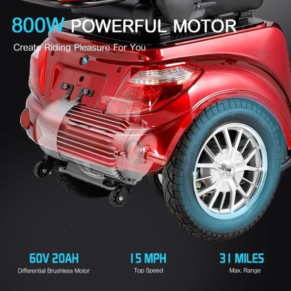 Heavy Duty 4 Wheel Mobility Scooters for Seniors & Adults 500lbs Capacity - Electric Powered Chair - 800W - Image 6