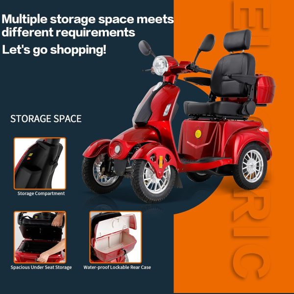 Heavy Duty 4 Wheel Mobility Scooters for Seniors & Adults 500lbs Capacity - Electric Powered Chair - 800W - Image 7