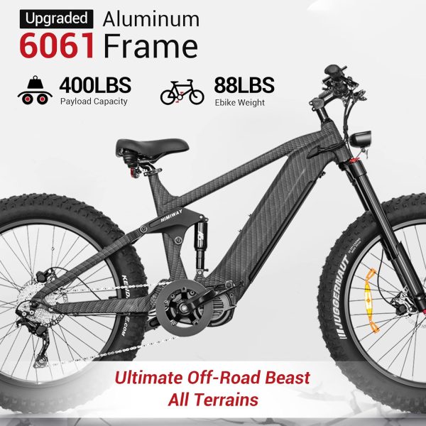 Himiway Cobra Pro 26"x4.8" Fat Tire Electric Bike 1000W, 80MI Long Range with Four-Bar Linkage Suspension - Image 7