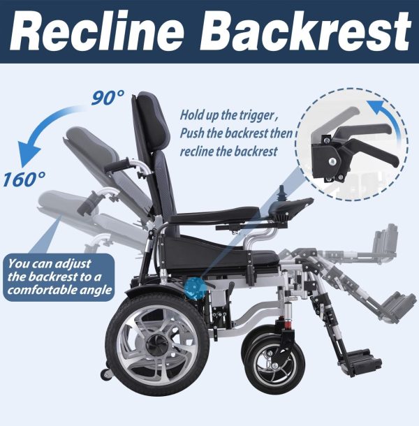 Reclining Foldable Electric Wheelchairs for Adults - 500W Super Horse Power Motor -20 Mile Range ~ 20AH Extended Battery - Image 3