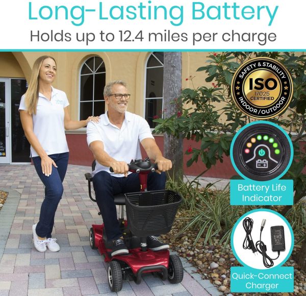 Vive 4 Wheel Mobility Scooter - Electric Powered Wheelchair Device - Compact Heavy Duty Mobile for Travel, Adults, Elderly - Image 4