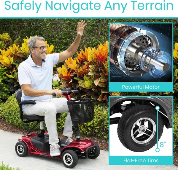 Vive 4 Wheel Mobility Scooter - Electric Powered Wheelchair Device - Compact Heavy Duty Mobile for Travel, Adults, Elderly - Image 6