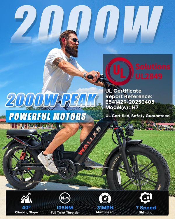 W Wallke AWD Dual Motor Electric Bike for Adults, UL2849 Certified, 48V 60Ah Battery - Image 3