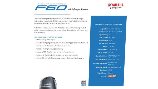 Yamaha 4 Stroke 60hp Long Shaft EFI OUTBOARD - Image 2